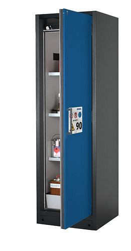 asecos Feuerbeständiger Gefahrstoffschrank Select W-63R-O "one touch", 3 Einlegeböden, Tür blau, 201466