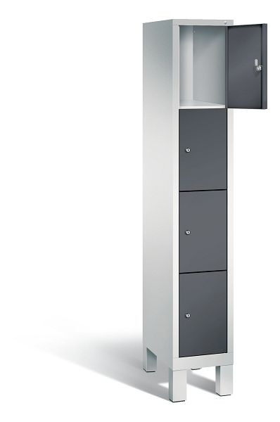 C+P Schließfachschrank Evolo, H1850xB320xT500mm, Farbe: Lichtgrau / Schwarzgrau, 48010-104 S10075