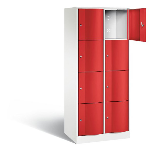 C+P Schließfachschrank Resisto, H1950xB772xT540mm, Farbe: Verkehrsweiß / feuerrot, 8470-272 S10135
