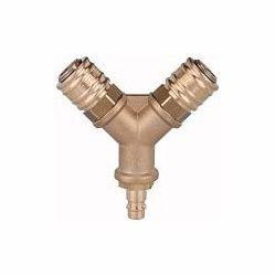 Riegler Verteiler mit 2 Schnellverschlusskupplungen NW 7,2, Messing, mit Stecknippel NW 7,2 - NW 7,8, 107262