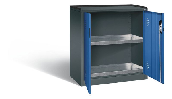 C+P Umweltschrank Acurado, H1000xB930xT500mm, Farbe: Anthrazitgrau / Enzianblau, Muldengriff, 8821-315 S10188