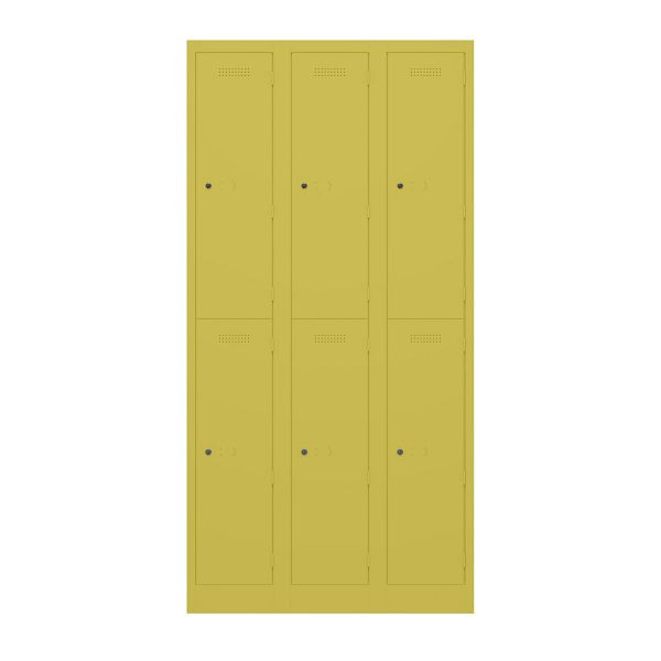 Bisley Garderobenschrank Primary Locker, 3 Abteile mit je 2 Fächern übereinander, 677 tickleweed, PL3050T2677