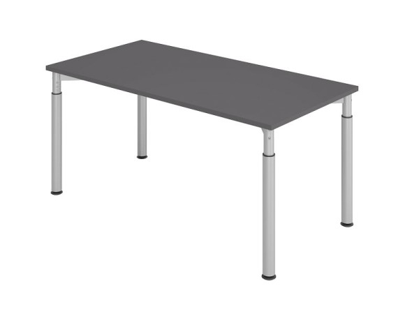 Hammerbacher Schreibtisch YS16, 160 x 80 cm, Platte: Ahorn, 25 mm dick, ABS-Dickkante, Rechteckform, Silber, VYS16/G/S