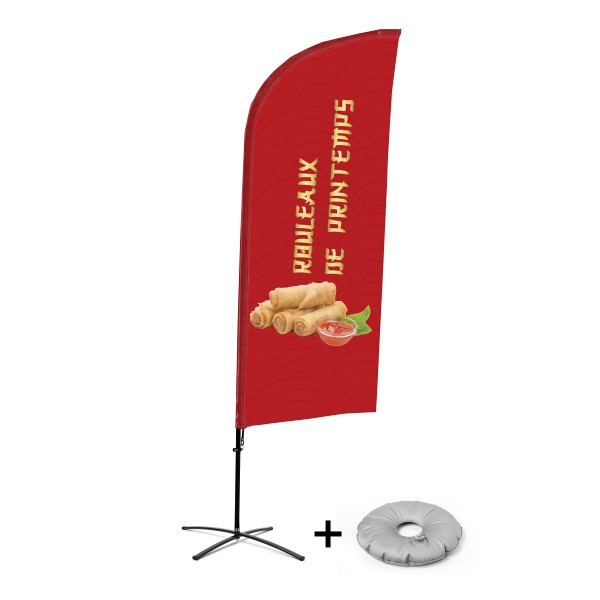Showdown Displays Beachflag Alu Wind Komplett-Set Frühlingsrollen Französisch Kreuzständer, BFAW310-CB30-WB-I505