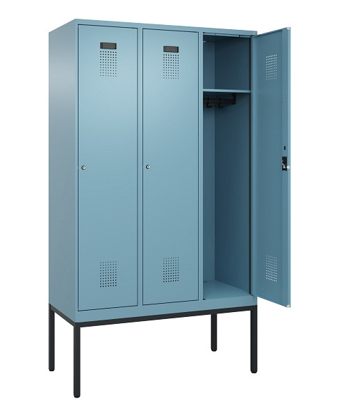 C+P Spind Evolo PLUS, Gestell, 3 Abteile, 2120x1200x500mm, 0010/0010, Verschluss Zylinderschloss, Ablageböden 3, 0490307-32 S10048