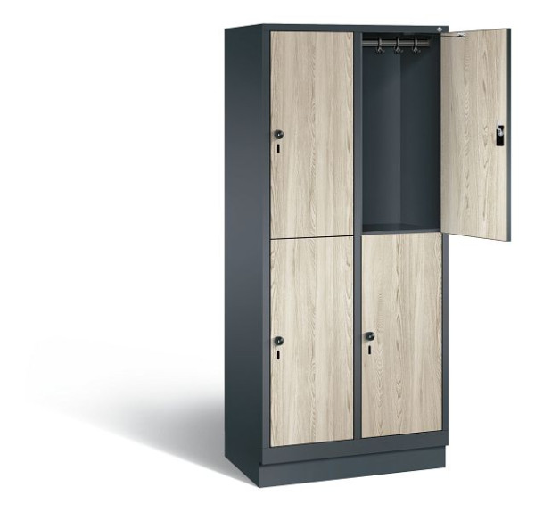 C+P Spind doppelstöckig Evolo, H1800xB810xT500mm, Farbe: Anthrazitgrau / Dekor Sen-Esche, 48320-22 S10457