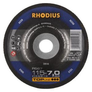 Rhodius TOPline RS67 Schruppscheibe, Durchmesser [mm]: 115, Stärke [mm]: 7, Bohrung [mm]: 22.23, VE: 25 Stück, 200140