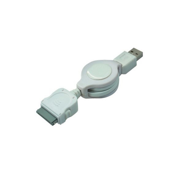 shiverpeaks BASIC-S, USB-A-Stecker auf 30-pol iPOD-Stecker, Spule, weiß, 0,75m, BS33105