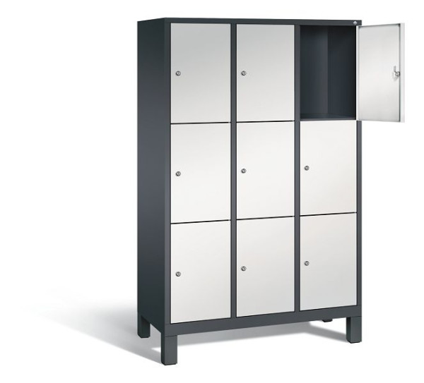 C+P Schließfachschrank Evolo, H1850xB1200xT500mm, Farbe: Schwarzgrau / Lichtgrau, 48010-323 S10023