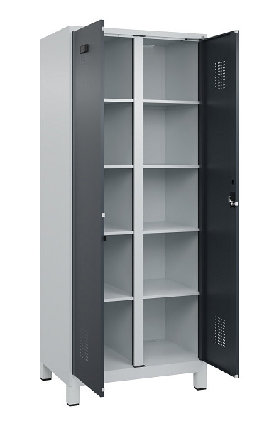 C+P Wäsche-Spind Evolo PLUS, mit Füßen, 2 Abteile, 1950x800x500mm, 7035/7016, Verschluss Zylinderschloss, 049012-22B S10039
