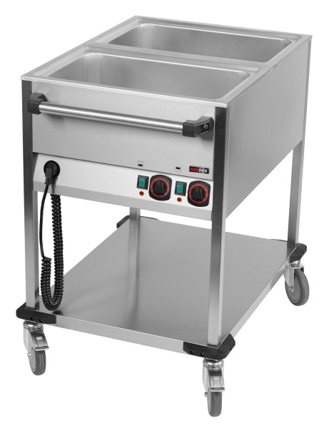 A&S Gastro Bain-Marie-Wagen-Fahrbar 2x GN 1/1, 650x900x900 mm, BMPK-2120