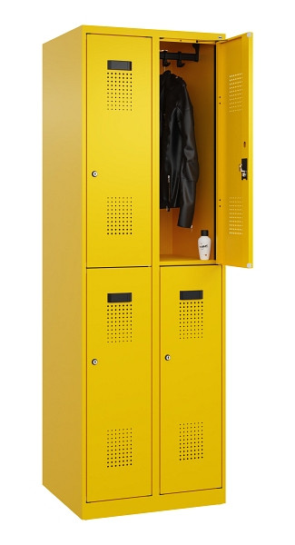 C+P Doppelstöckiger Spind Evolo PLUS, 4 Fächer, 1850x600x500mm, 1023/1023, Zylinderschloss, 049300-20 S10049
