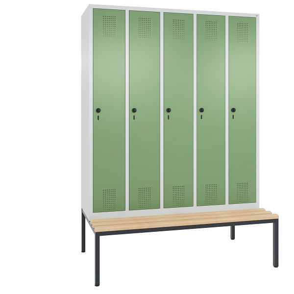 C+P Spind Evolo, 5 Abteile, H2090xB1480xT815 mm, Lichtgrau/Resedagrün, 48050-50 S10069