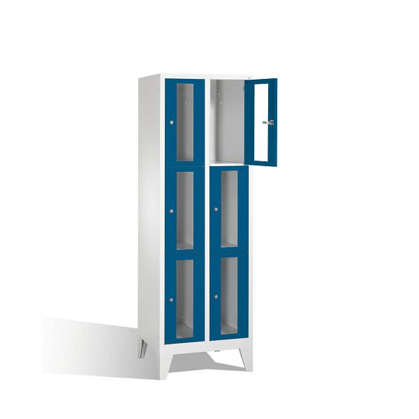 C+P Schließfachschrank Classic, H1850xB610xT500mm, Farbe: Lichtgrau / Enzianblau, 8010A203 S10002