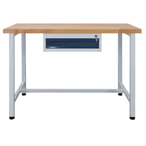 ADB Werkbank mit Einzelschublade, Maße: 1200x600x840mm (BxTxH), Farbe Werktisch: grau, RAL 7035, Farbe Schublade: Anthrazitgrau, RAL 7016, 42941