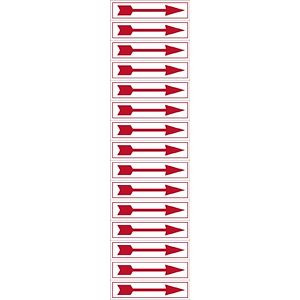 Moedel Richtungspfeile rot/weiß, Folie, ca. 48x12 mm/Pfeil, VE: 15 Pfeile/Bogen, 52405