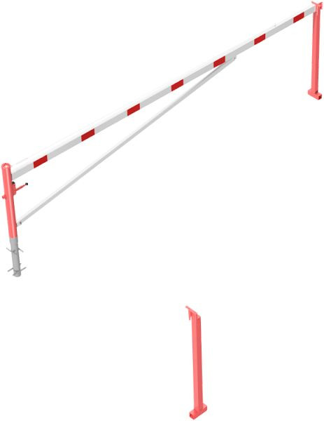 Schake Drehschranke mit Auflagepfosten und Seilzugverstärkung, zum Einbetonieren, Schrankenbaumlänge: 5000 mm, für Vorhangschloss, 4213_50VB