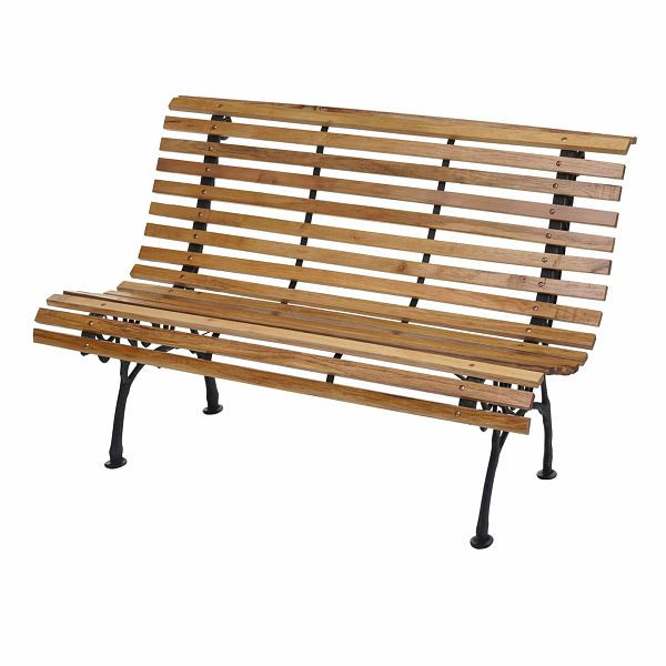 Mendler Gartenbank HWC-F97, Sitzbank Parkbank Holzbank, 3-Sitzer Gusseisen Holz 160cm 26kg, hellbraun, 70698+70699