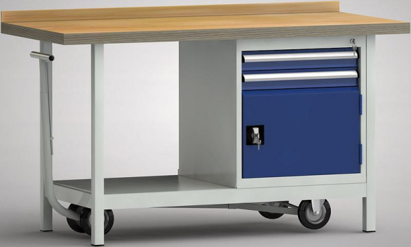 KLW Fahrbare Standard-Werkbank 1500 mm lang, rechts 2x75EA/Türe 350 mm, WS713N-1500M40-E1691