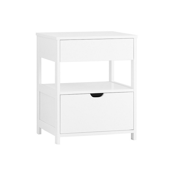 SoBuy Nachttisch mit 2 Schubladen Weiß 45x38x55 cm, Modern, FRG258-II-W