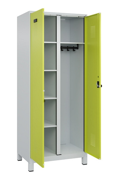 C+P Wäsche-/Garderobenspind Evolo PLUS, mit Füßen, 2 Abteile, 1950x800x500mm, 7, Frontfarbe 1108060 RDS Clowngrün, Drehriegel, 049610-22 S10015