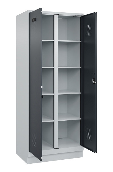 C+P Wäsche-Spind Evolo PLUS, mit Sockel, 2 Abteile, 1950x800x500mm, 7035/7016, Verschluss Zylinderschloss, 049022-22B S10039