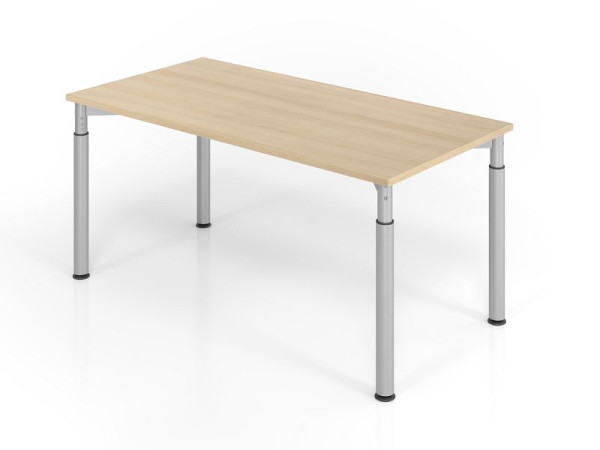 Hammerbacher Schreibtisch YS16, 160 x 80 cm, Platte: Eiche, 25 mm dick, ABS-Dickkante, Rechteckform, Silber, VYS16/E/S