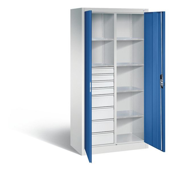 C+P Werkzeugschrank Acurado, H1950xB930xT500mm, Farbe: Lichtgrau / Enzianblau, Muldengriff, 8921-305 S10146