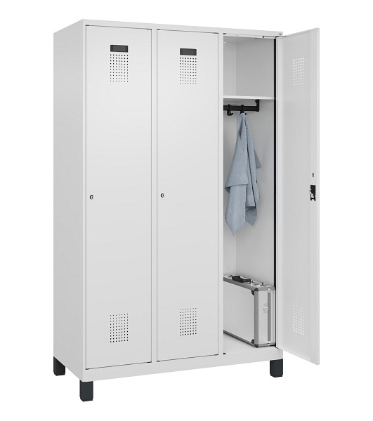C+P Spind Evolo PLUS, mit Füßen, 3 Abteile, 1950x1200x500mm, 9016/9016, Verschluss Zylinderschloss, Ablageböden 3, 049010-32 S10047