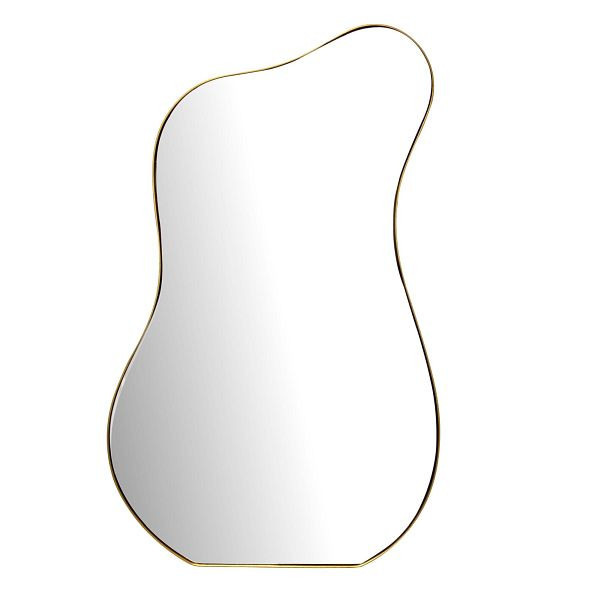 Wohnling Wandspiegel Asymmetrisch 60x100cm Metall Design Hängespiegel Gold, Eisen Dekospiegel Unförmig mit Rahmen, Spiegel Wand Groß, WL7.113