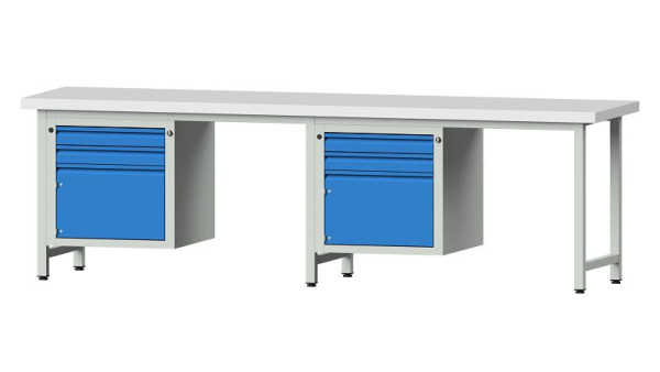 ANKE Werkbänke Kombiwerkbank, Modell 732 E, 2800 x 700 x 850 mm, RAL 7035/5012, KSP 50 mm, 511.003