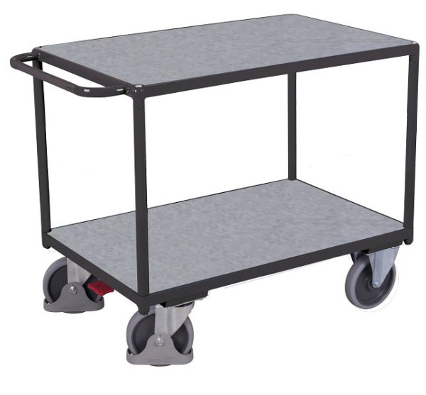VARIOfit Schwerer Tischwagen mit 2 Zinkblechladeflächen, Ladefläche: 1.200 x 800 mm, RAL 7016 anthrazitgrau, sw-800.505/AG