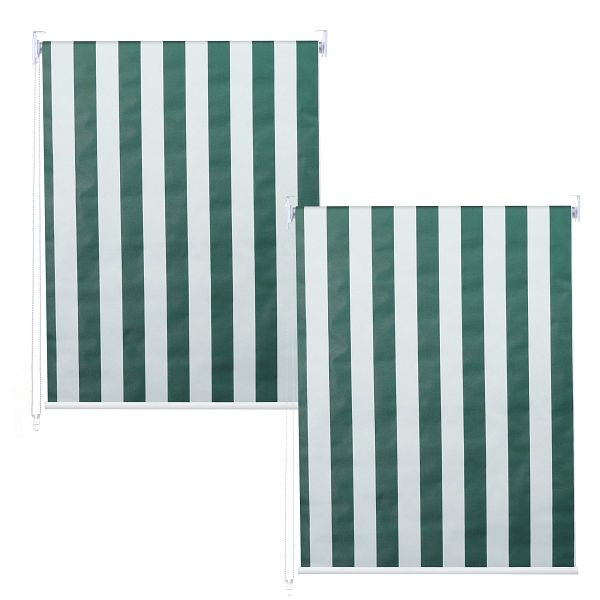 Mendler 2er-Set Rollo HWC-D52, Fensterrollo Seitenzugrollo Jalousie, 120x230cm Sonnenschutz blickdicht, grün/weiß, 2x63483
