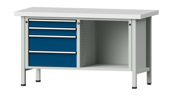 ANKE Werkbänke Kastenwerkbank, Modell 134 V, 1500 x 700 x 850 mm, RAL 7035/5010, KSP 50 mm, 305.038