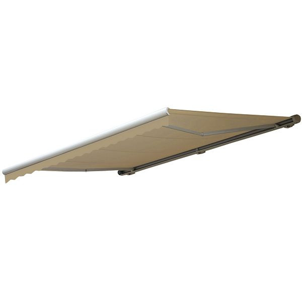 Mendler Elektrische Kassetten-Markise T122, Vollkassette Volant 4x3m, Polyester Creme, 34283+34295+34432+34301