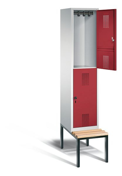 C+P Spind doppelstöckig Evolo, H2090xB420xT815mm, Farbe: Lichtgrau / Rubinrot, 48350-12 S10020