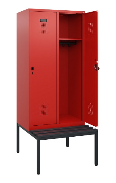 C+P Spind Evolo PLUS, 2 Abteile, 1950x800x815mm, 3020/3020, Drehriegel, Sitzfläche Kunststoff, Sitzbank, 0490505-22 S10079
