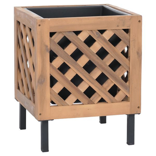 Mendler Pflanzkasten HWC-P86, Blumen-/Pflanzkübel Blumenkasten, In-/Outdoor Akazie Holz FSC®-zertifiziert 42x34x34cm, hellbraun, 120472