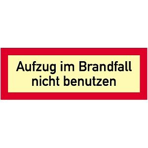 Moedel Aufzug im Brandfall nicht benutzen DIN 4066, Kunststoff, nachleuchtend, 160-mcd, 297x105 mm, 57797
