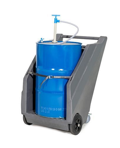 DENIOS Mobiles Pumpensystem für Chemikalien, PE-Fasswagen und Handpumpe aus PP, 271142