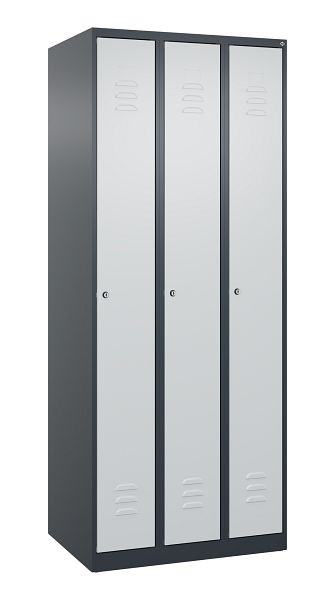 C+P Umkleidespind Classic PLUS, 3 Abteile, 1850x750x500mm, 7016/7035, Zylinderschlösser, 080000-39 S10019