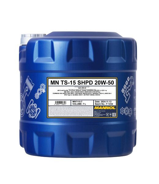 MANNOL Mehrbereichsöl 7115 TS-15 SHPD 20W-50, VE: 7 l, MN7115-7