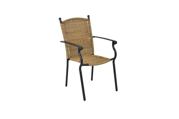 Merxx Roma Stapelsessel, graphit/natur, 2er Set, Aluminiumgestell mit Kunststoffgeflecht, 50391-211