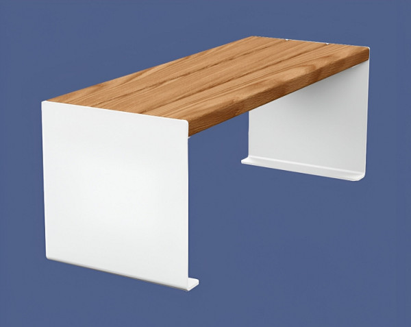Procity Sitzbank Kube, 1200 mm, Stahl & Holz Ohne Rückenlehne, helle Eiche/RAL 9010, 306390.9010.CHEC