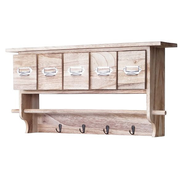 Mendler Küchenregal HWC-C49, Haushaltsregal Regal, Vintage mit 5 Schubladen 32x65x13cm, natur, 61474