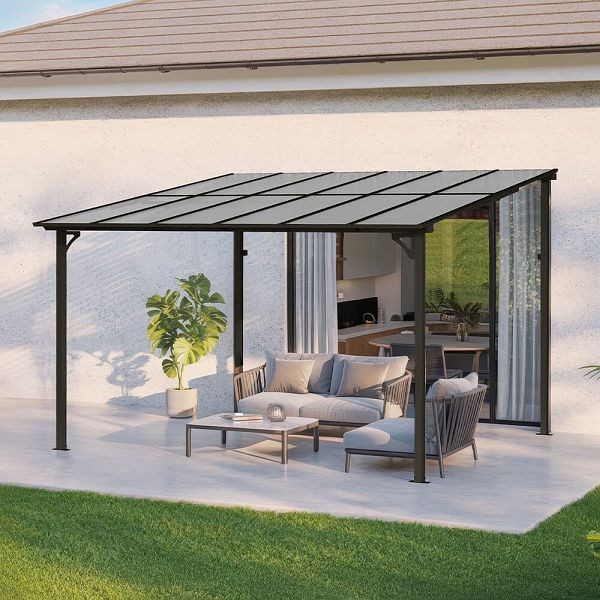 HOME DELUXE Terrassenüberdachung aus Aluminium ECO Anthrazit, 300 x 360 cm, 73609