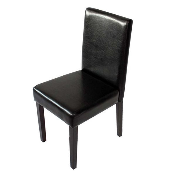 Mendler Esszimmerstuhl Littau, Küchenstuhl Stuhl, Kunstleder, schwarz, dunkle Beine, 74378