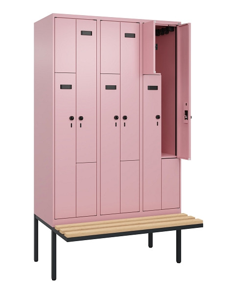 C+P Z-Spind Evolo PLUS, Bank, 6 Fächer, 2120x1200x815mm, 3015/3015, Drehriegel, Sitzfläche Holz, 0490437-326 S10026