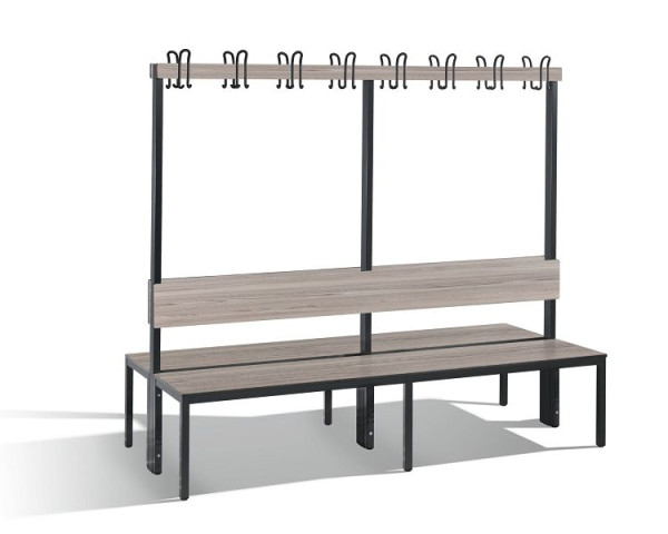 C+P Doppelseitige Garderobenbank mit Rückenlehne, Basic Plus, H1650xB1960xT760mm, 8062-200 S10003