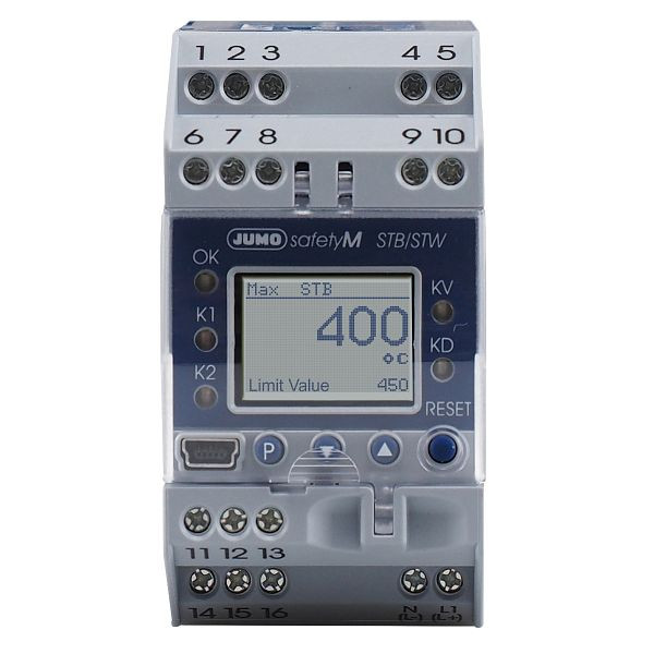 JUMO Sicherheitstemperaturbegrenzer/ -wächter, AC 110 bis 240 V, SIL-/PL-Zulassung, 00564984